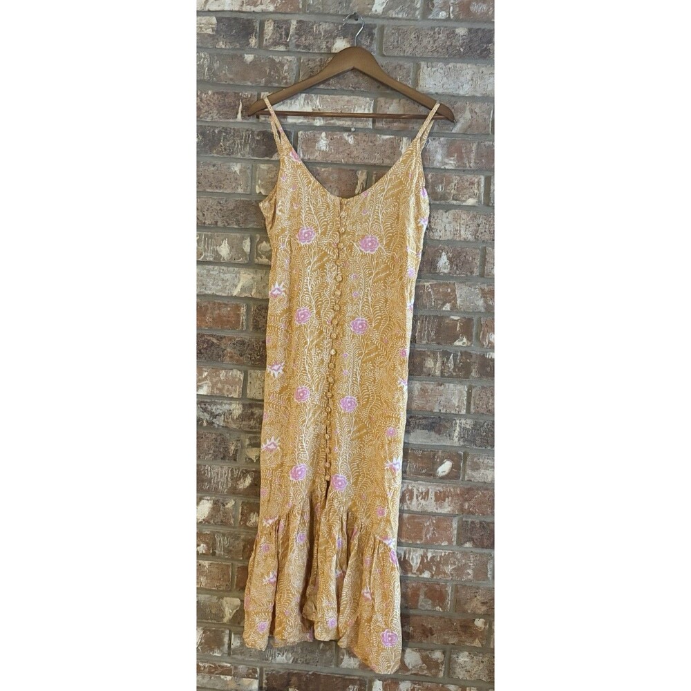 Anthropologie Women’s Beachgold Bali Yellow Button Down Dress Size medium